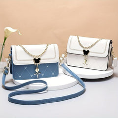 Love Heart Embroidery Shoulder Bag Women's Chain Crossbody Purse