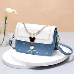 Love Heart Embroidery Shoulder Bag Women's Chain Crossbody Purse