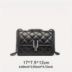 Argyle Quilted Chain Crossbody Bag Small PU Flap Purse