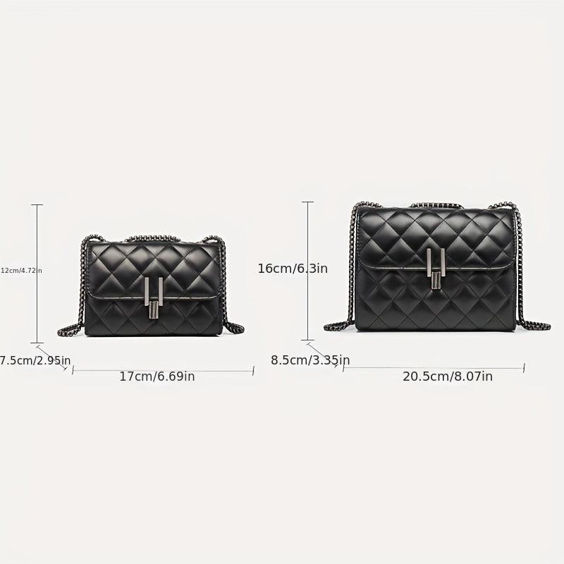 Argyle Quilted Chain Crossbody Bag Small PU Flap Purse