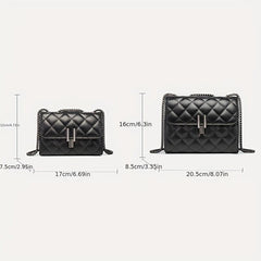 Argyle Quilted Chain Crossbody Bag Small PU Flap Purse