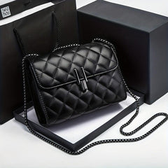 Argyle Quilted Chain Crossbody Bag Small PU Flap Purse