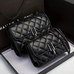 Argyle Quilted Chain Crossbody Bag Small PU Flap Purse