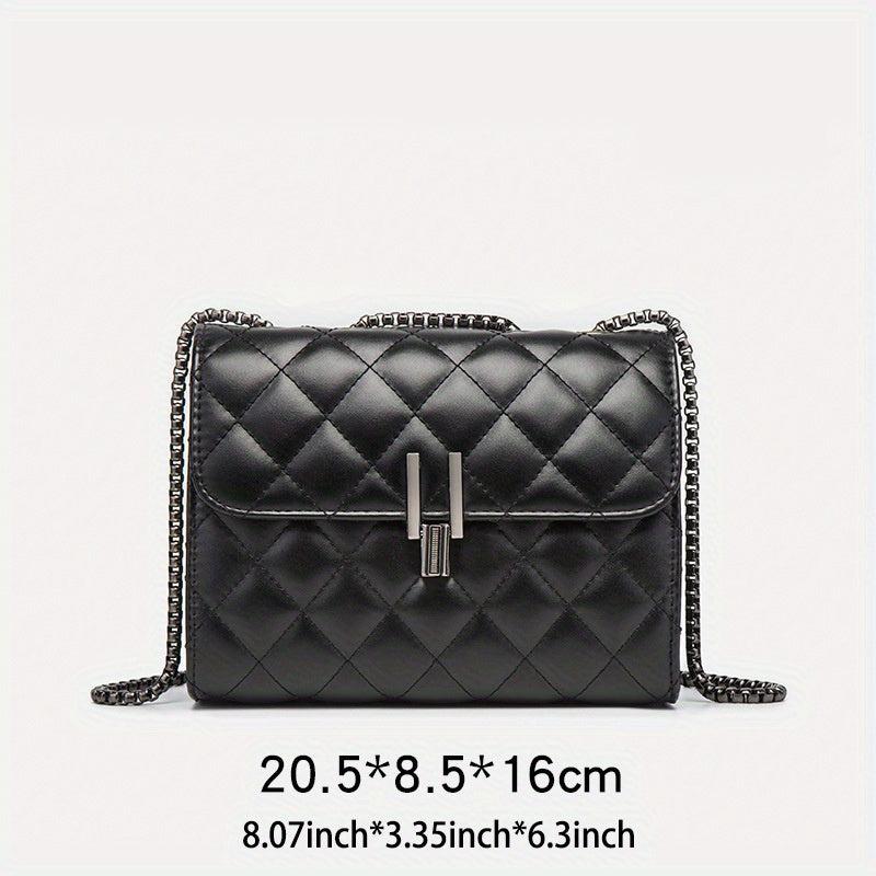 Argyle Quilted Chain Crossbody Bag Small PU Flap Purse