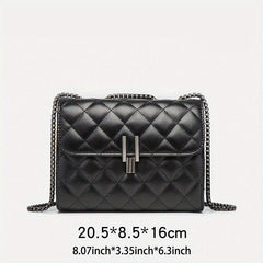 Argyle Quilted Chain Crossbody Bag Small PU Flap Purse