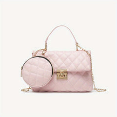 Argyle Pattern Shoulder Chain Bag With Mini Purse