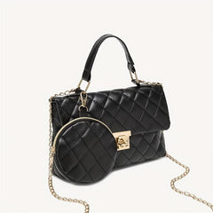 Argyle Pattern Shoulder Chain Bag With Mini Purse
