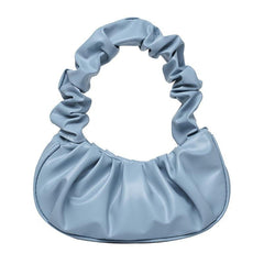 Women's Ruched Hobo Bag Faux Leather Handbag Solid Shoulder Bag