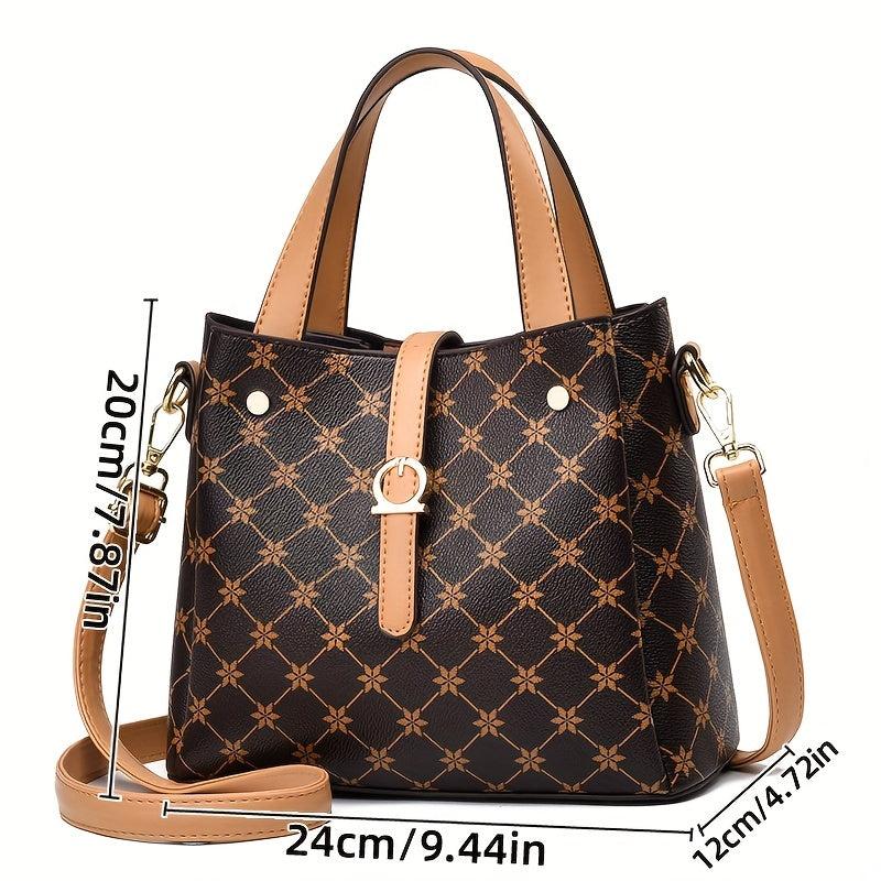 Vintage Rhombus Pattern Handbags Crossbody Bucket Bag