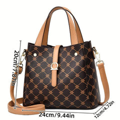 Vintage Rhombus Pattern Handbags Crossbody Bucket Bag