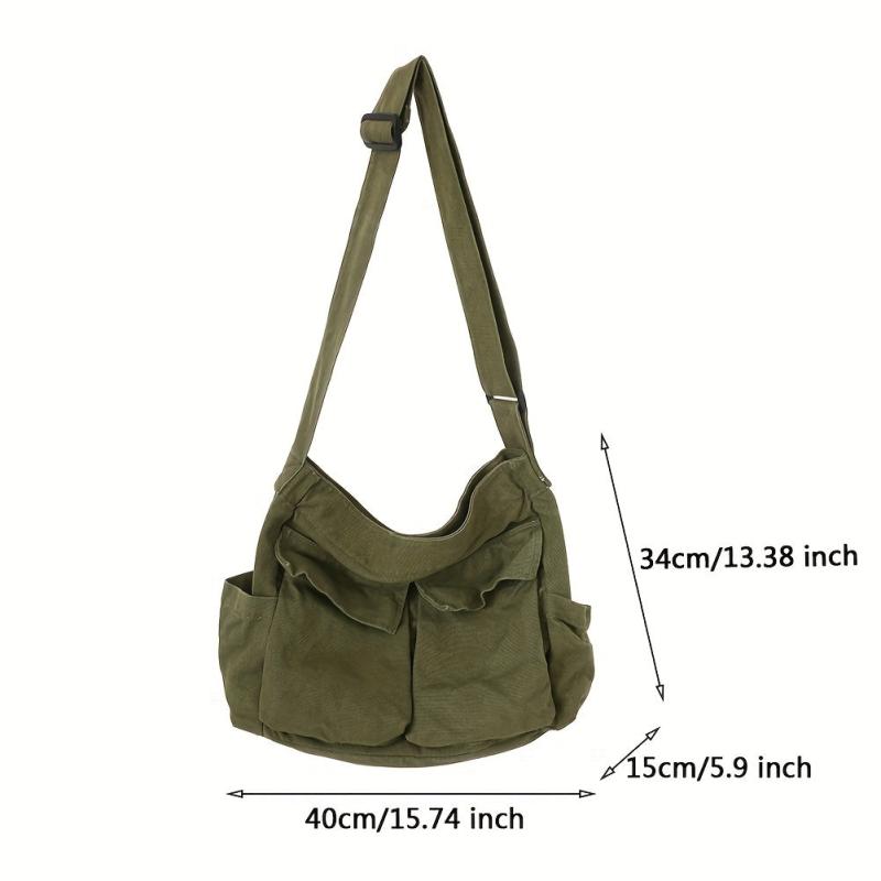 Canvas Messenger Bag Large Crossbody Bag With Multiple Pockets