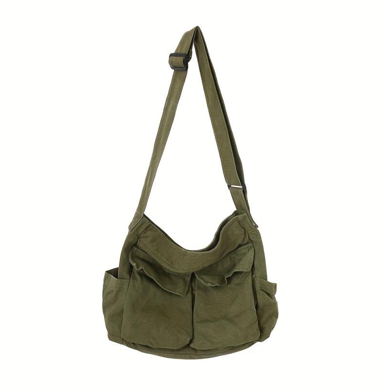 Canvas Messenger Bag Large Crossbody Bag With Multiple Pockets