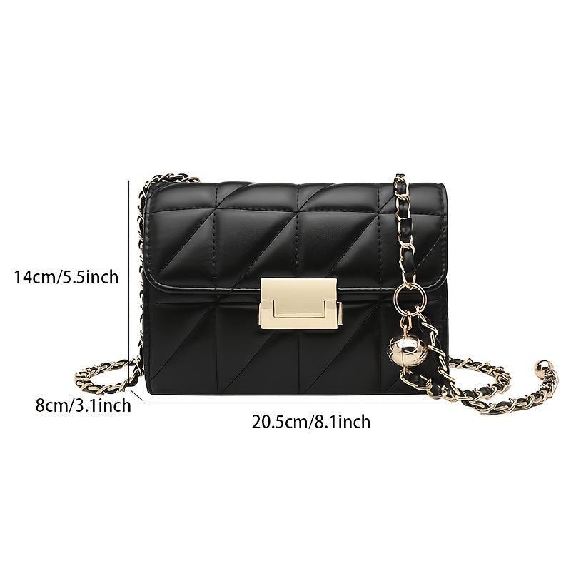 Argyle Quilted Shoulder Bag Crossbody Flap Chain Buckle Decor