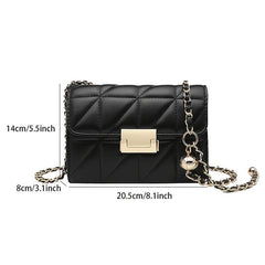 Argyle Quilted Shoulder Bag Crossbody Flap Chain Buckle Decor