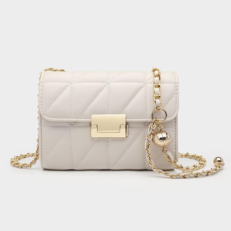 Argyle Quilted Shoulder Bag Crossbody Flap Chain Buckle Decor