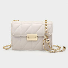 Argyle Quilted Shoulder Bag Crossbody Flap Chain Buckle Decor