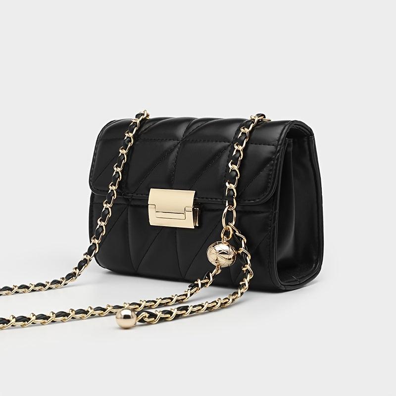 Argyle Quilted Shoulder Bag Crossbody Flap Chain Buckle Decor