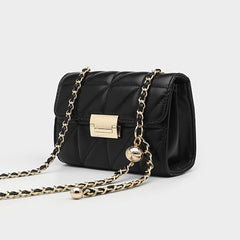 Argyle Quilted Shoulder Bag Crossbody Flap Chain Buckle Decor