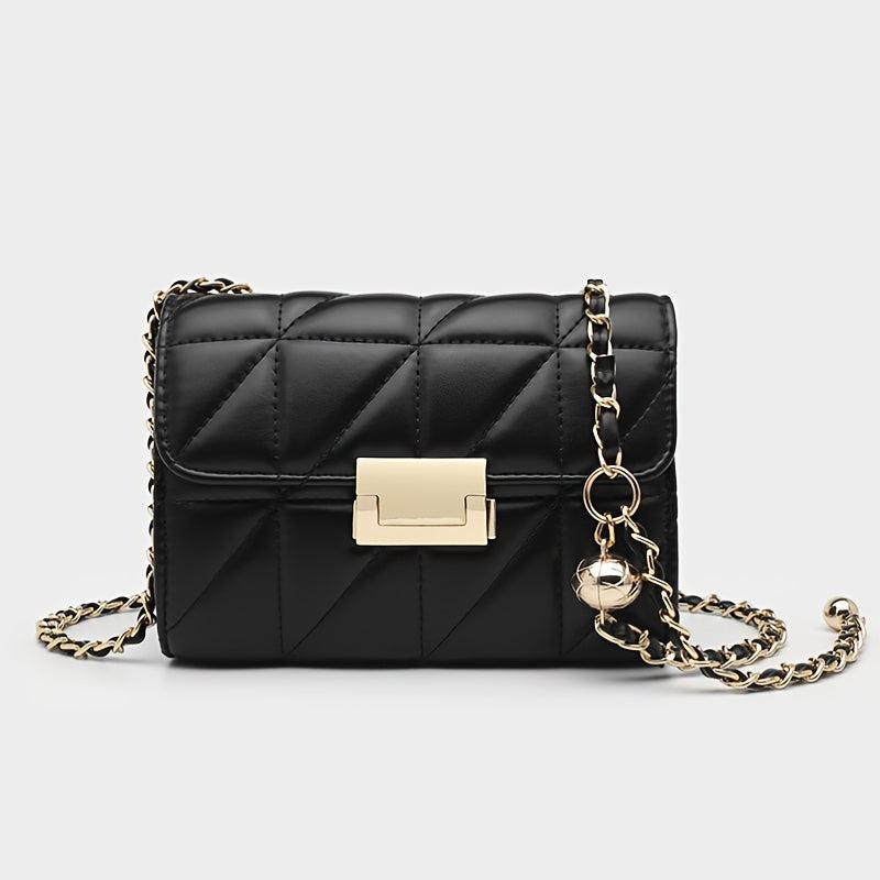 Argyle Quilted Shoulder Bag Crossbody Flap Chain Buckle Decor