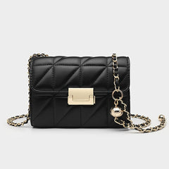 Argyle Quilted Shoulder Bag Crossbody Flap Chain Buckle Decor