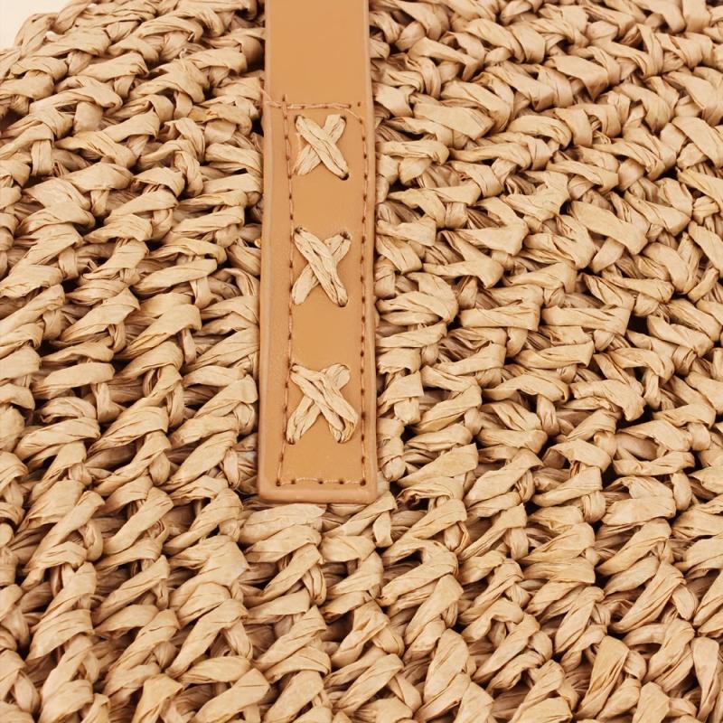 Straw Woven Casual Handbag Double Handle Beach Bag Lightweight Shoulder Bag