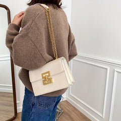 Metal Decor Shoulder Bag PU Leather Crossbody Bag