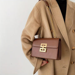 Metal Decor Shoulder Bag PU Leather Crossbody Bag