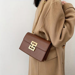 Metal Decor Shoulder Bag PU Leather Crossbody Bag