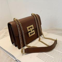 Metal Decor Shoulder Bag PU Leather Crossbody Bag