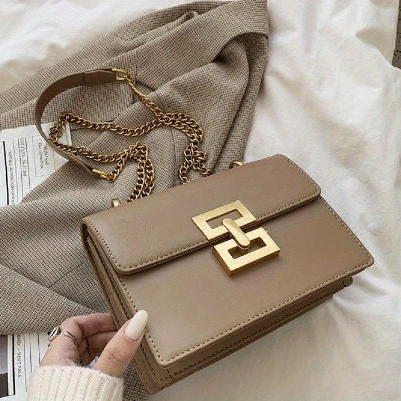 Metal Decor Shoulder Bag PU Leather Crossbody Bag