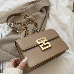 Metal Decor Shoulder Bag PU Leather Crossbody Bag