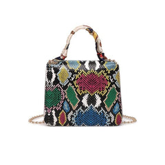 Mini Snakeskin Embossed Handbag Twilly Scarf Decor Crossbody Bag