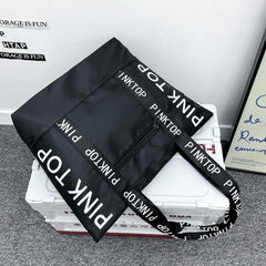 Casual Letter Pattern Tote Bag Colorblock Shoulder Bag All Match Casual Handbag