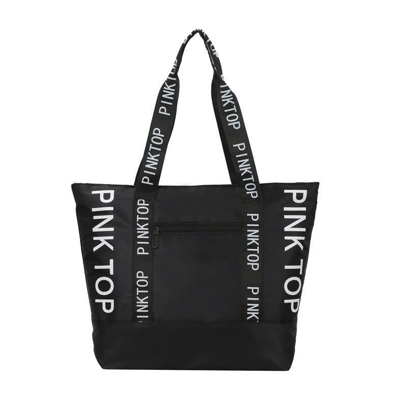 Casual Letter Pattern Tote Bag Colorblock Shoulder Bag All Match Casual Handbag