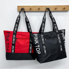Casual Letter Pattern Tote Bag Colorblock Shoulder Bag All Match Casual Handbag