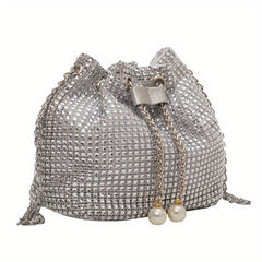 Rhinestone Bucket Bag Crossbody Purse for Wedding Party