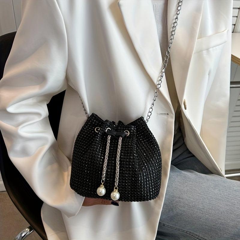 Rhinestone Bucket Bag Crossbody Purse for Wedding Party