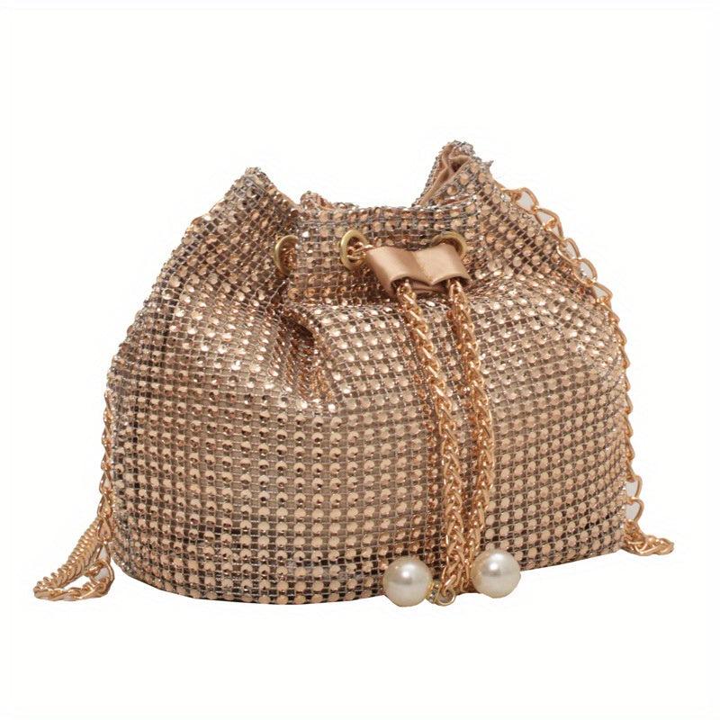 Rhinestone Bucket Bag Crossbody Purse for Wedding Party