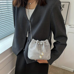 Rhinestone Bucket Bag Crossbody Purse for Wedding Party