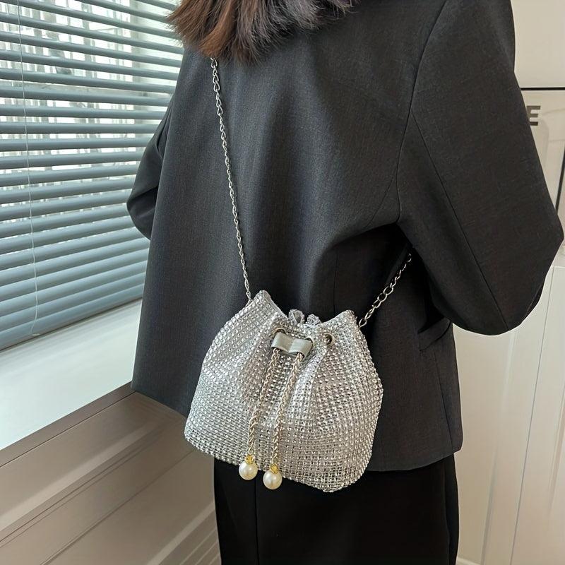 Rhinestone Bucket Bag Crossbody Purse for Wedding Party