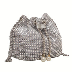 Rhinestone Bucket Bag Crossbody Purse for Wedding Party