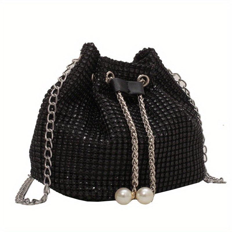 Rhinestone Bucket Bag Crossbody Purse for Wedding Party