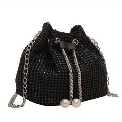 Rhinestone Bucket Bag Crossbody Purse for Wedding Party