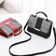 Vintage Houndstooth Crossbody Shoulder Bag Retro Handbag Purse