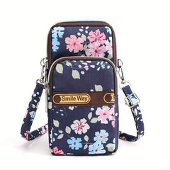 Floral Print Square Shoulder Bag Adjustable Strap Casual Phone Bag