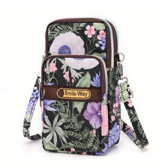 Floral Print Square Shoulder Bag Adjustable Strap Casual Phone Bag
