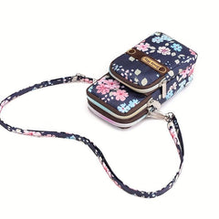 Floral Print Square Shoulder Bag Adjustable Strap Casual Phone Bag