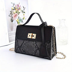 Mini Snakeskin Flap Handbag Classic PU Leather Purse Women's Shoulder Bag