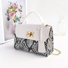 Mini Snakeskin Flap Handbag Classic PU Leather Purse Women's Shoulder Bag