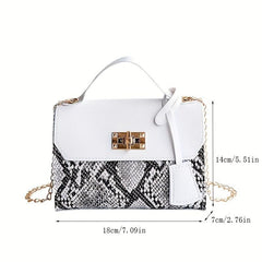 Mini Snakeskin Flap Handbag Classic PU Leather Purse Women's Shoulder Bag